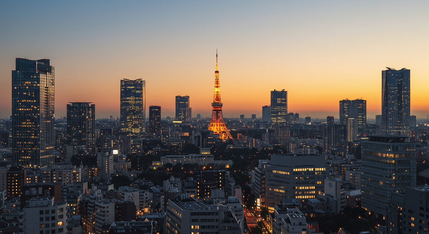 赤坂の街並み 夕暮れ時の都市景観