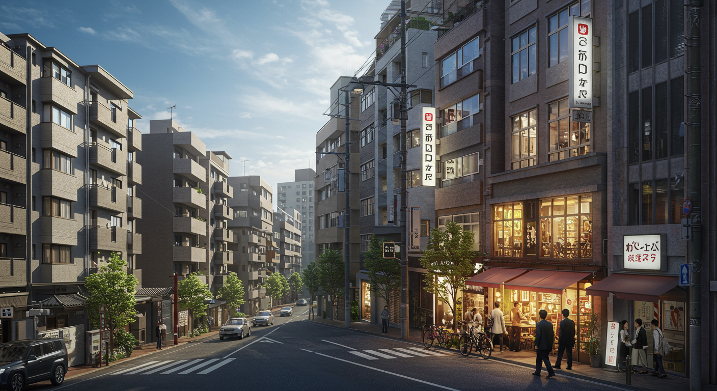 赤坂の住宅街と商業エリアの対比