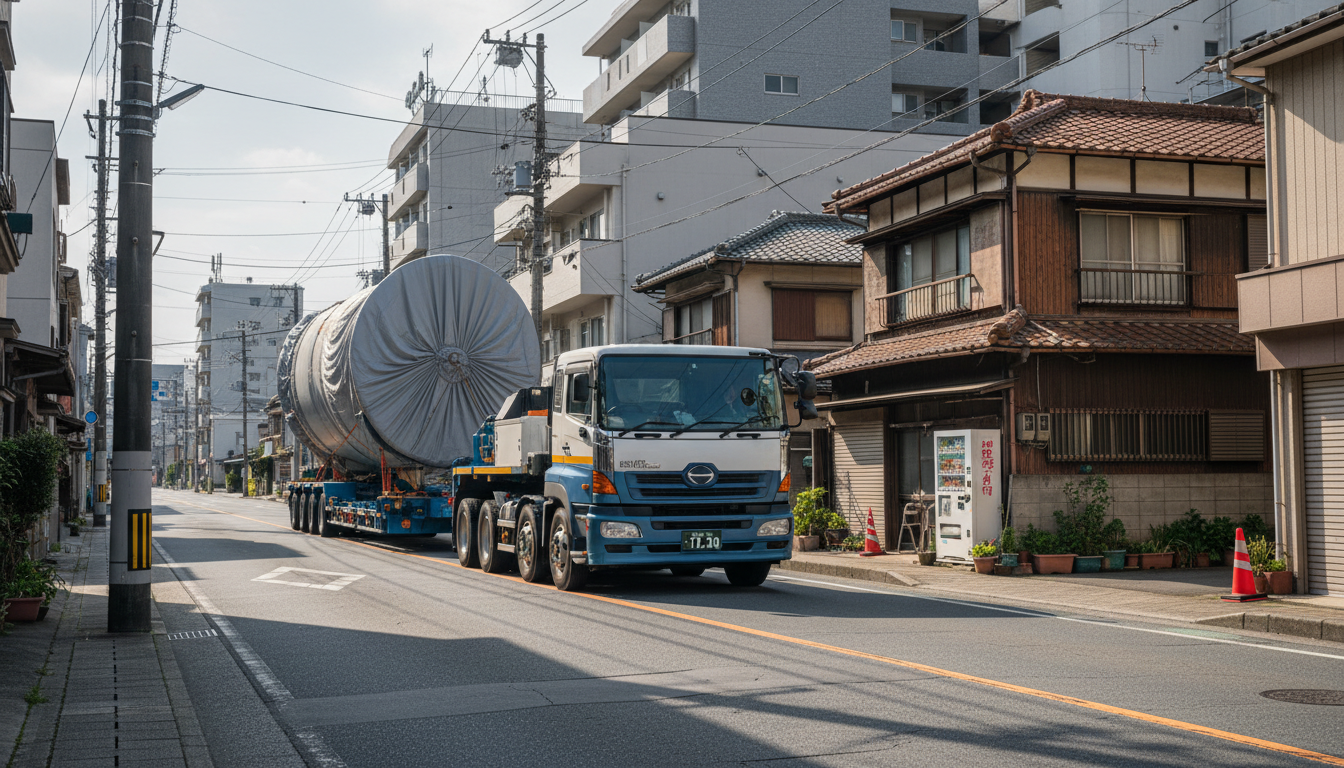 特殊車両が市道を通行する様子