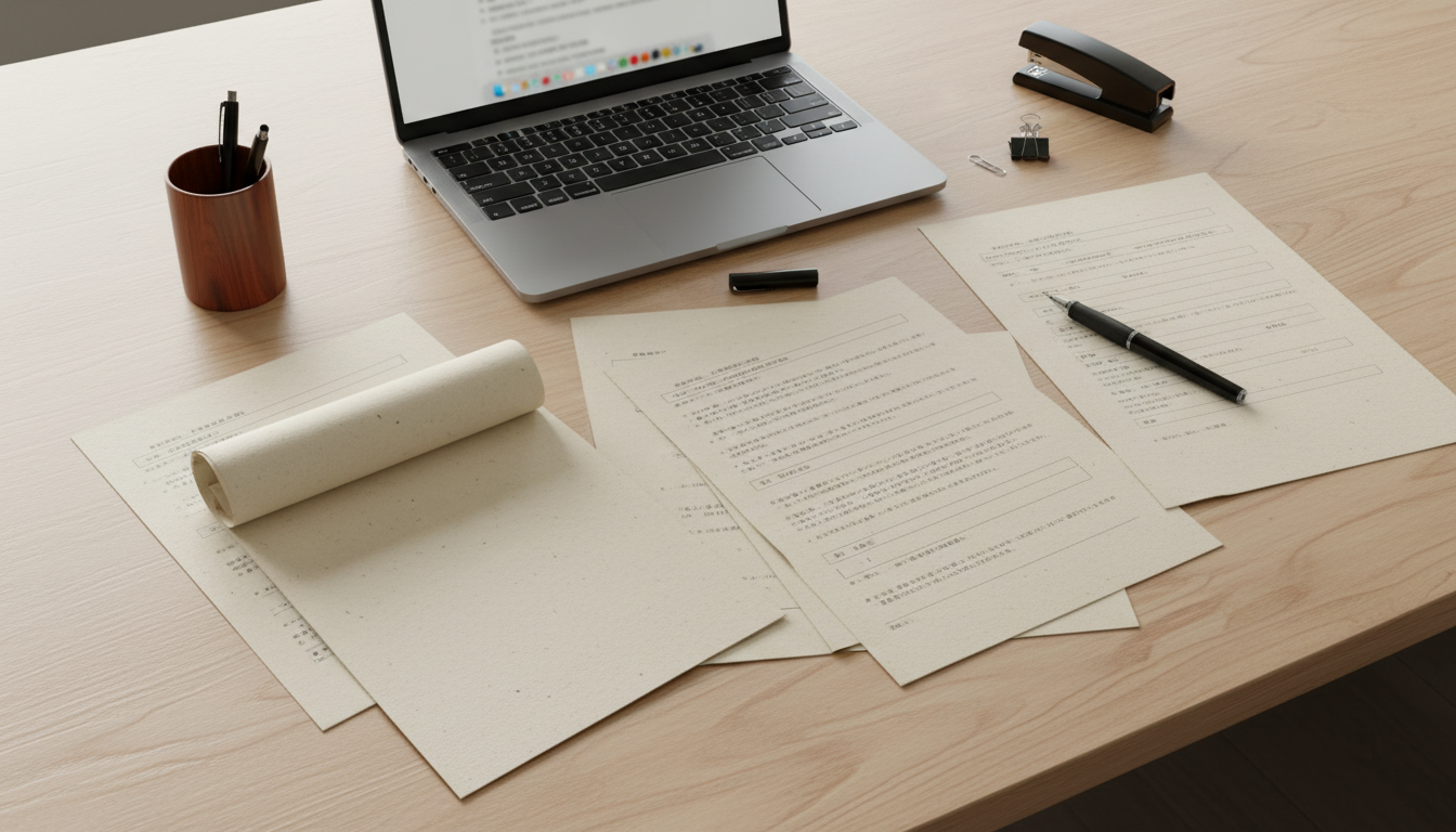 特殊車両通行許可申請書類の作成風景