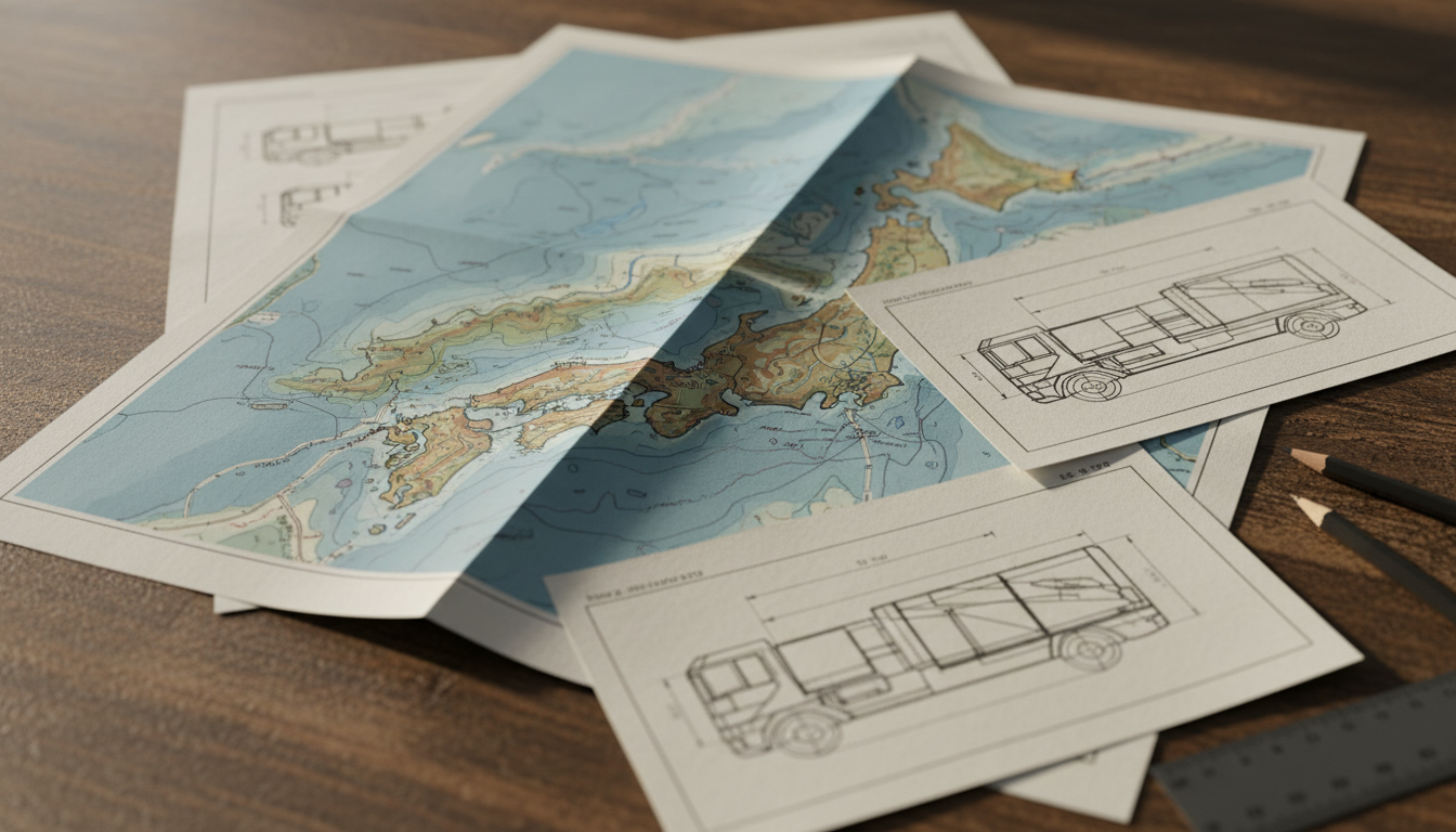 特殊車両の車両諸元図と通行経路図