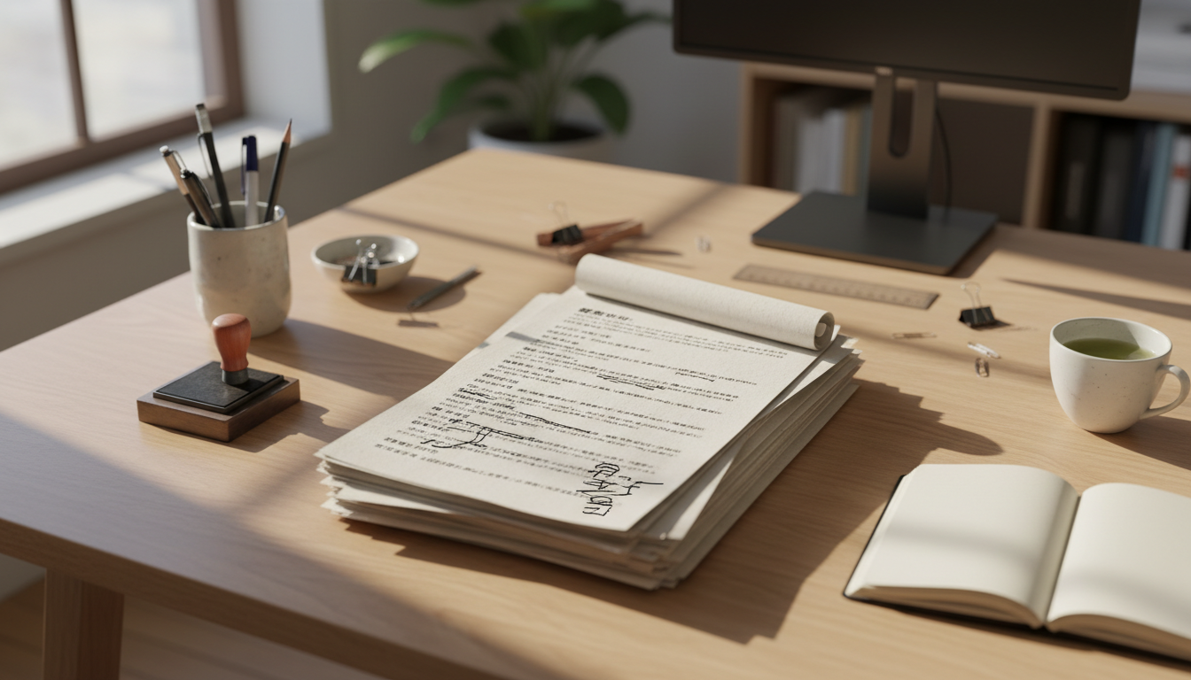 特殊車両通行許可申請書類の準備風景