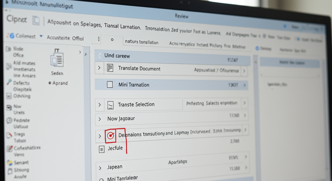Office翻訳機能のインターフェース画面