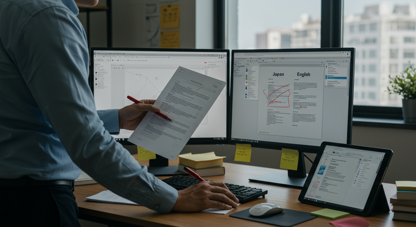 翻訳結果の確認と修正作業