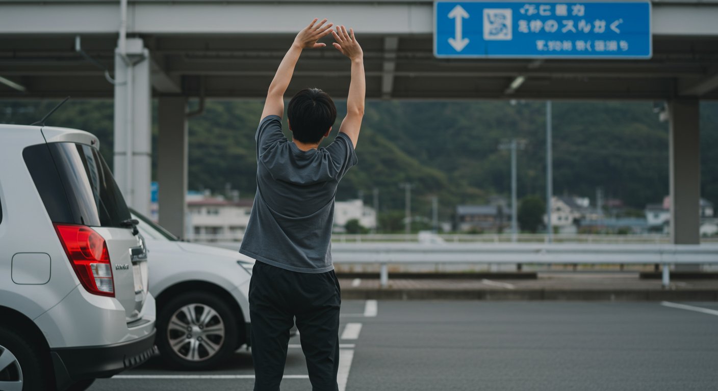 運転の合間に効果的な休憩をとる様子