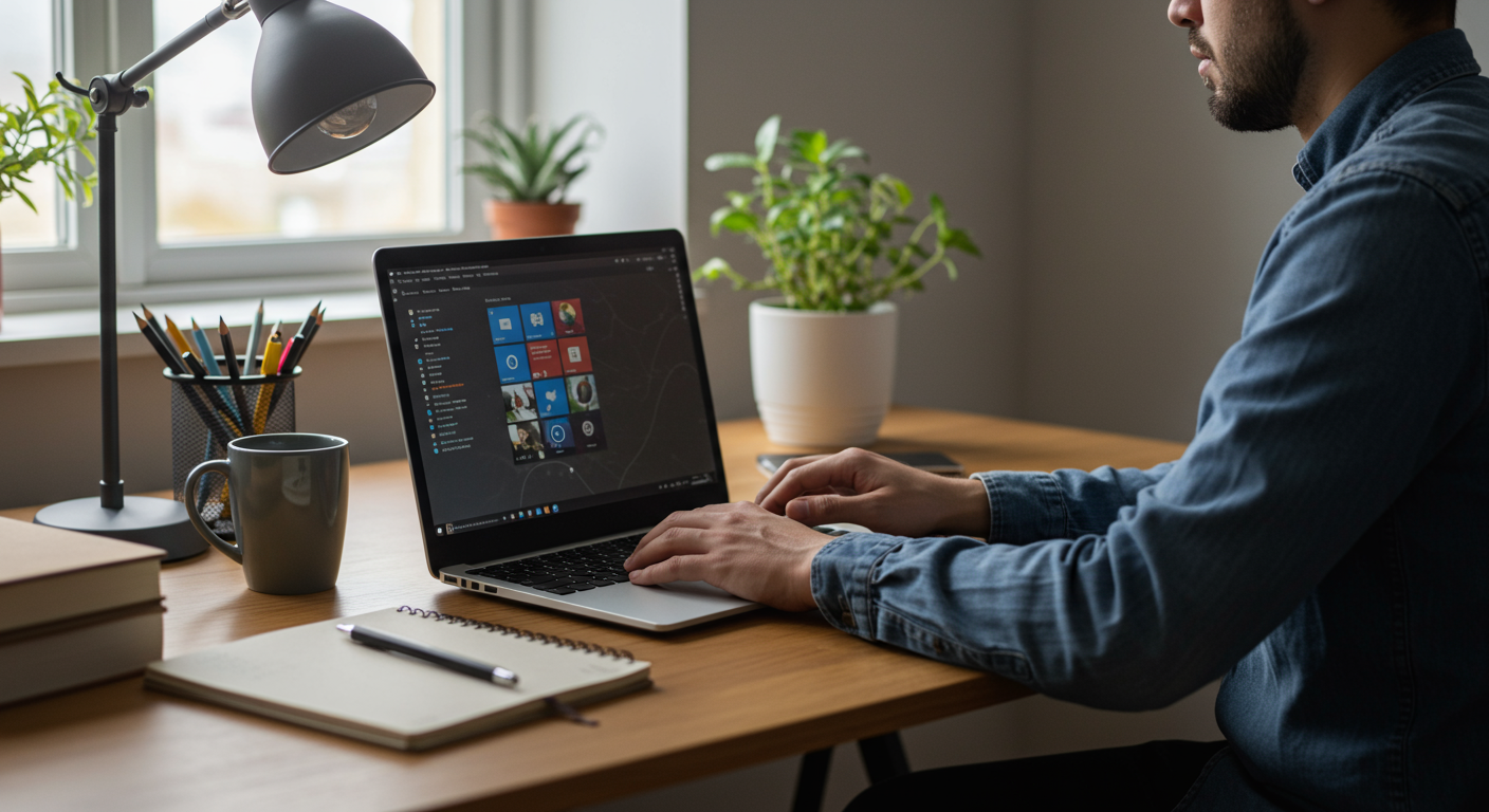 リモートワークでWindowsProを活用する様子