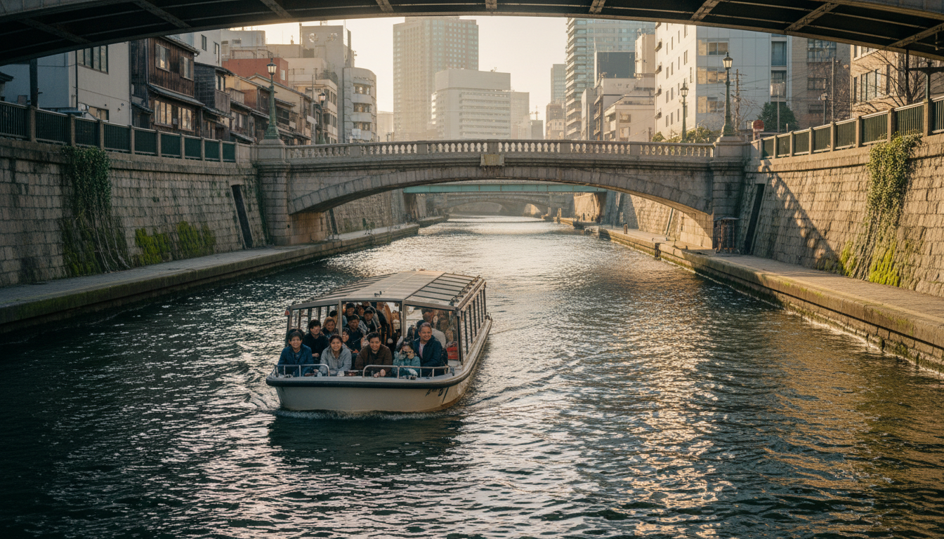 日本橋川を航行する観光船
