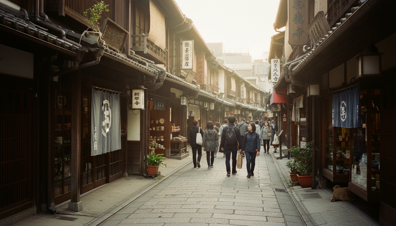 人形町の商店街と伝統的な街並み