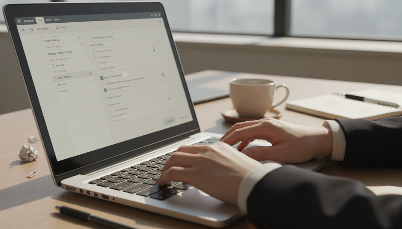 マクロセキュリティ設定と保護ビューの操作画面