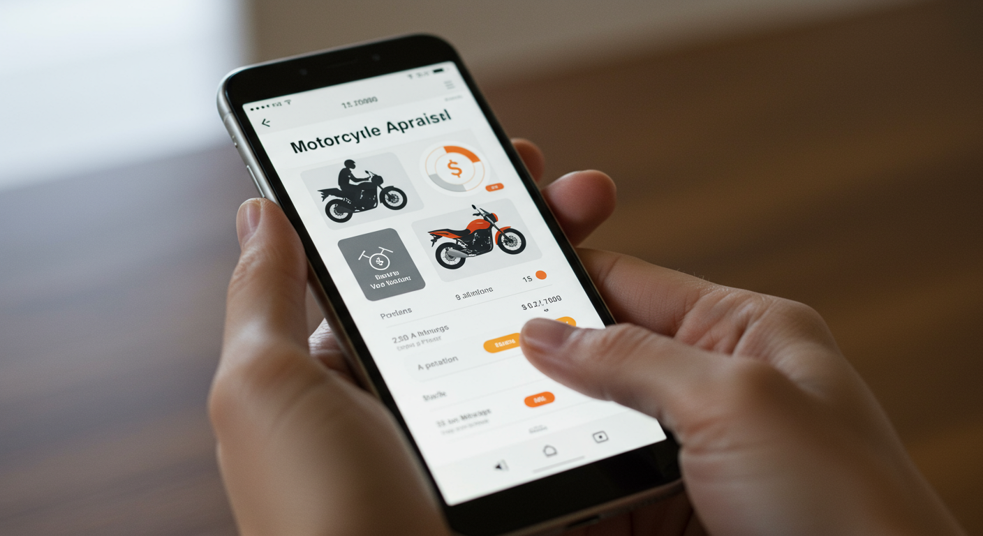 スマートフォンでバイク一括査定サービスを利用している様子