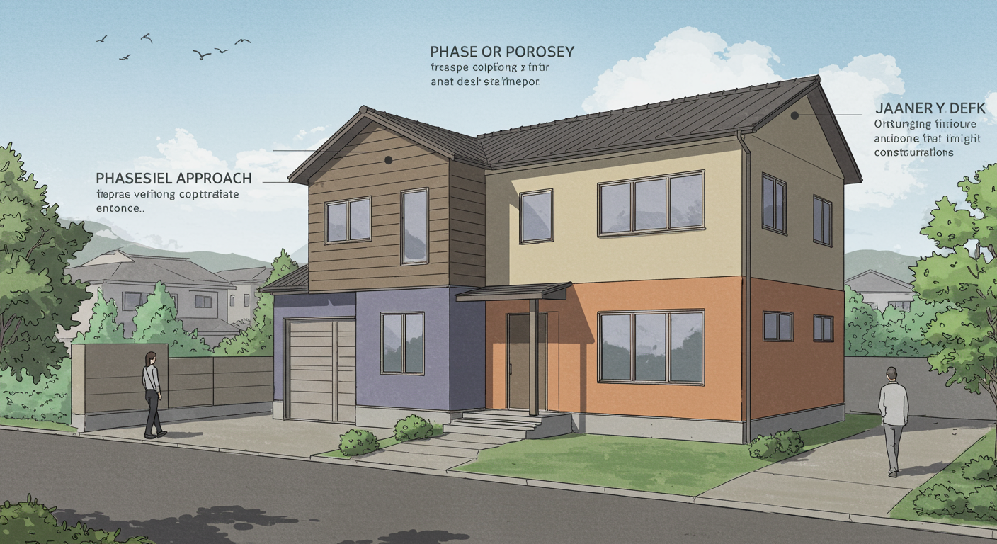 外構工事の段階的な計画と優先順位の図解