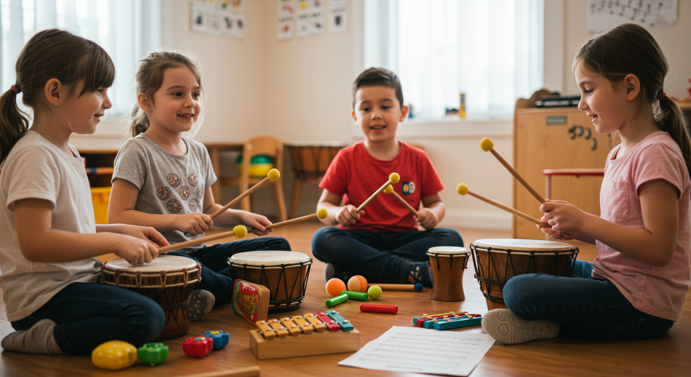 グループで音楽活動を楽しむ子どもたち