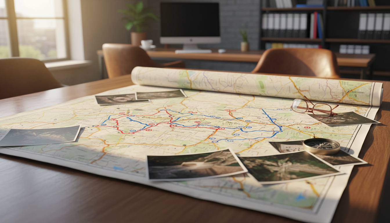 特殊車両の走行経路を示す地図と書類