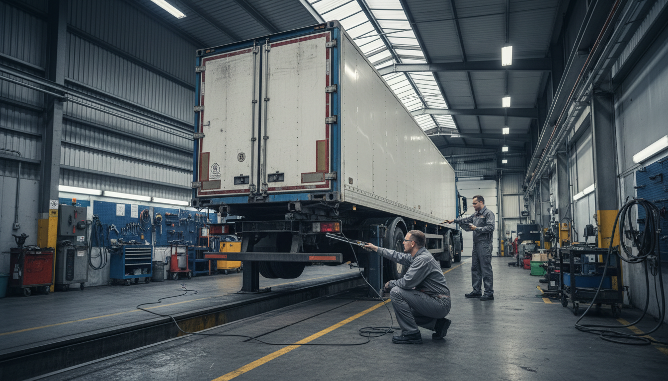 特殊車両の車両諸元を測定する様子