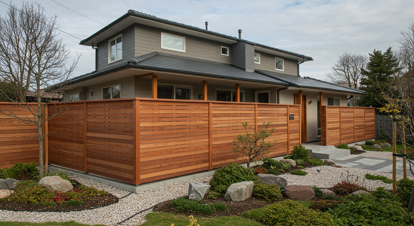 目隠しフェンスと住宅の調和した外構デザイン