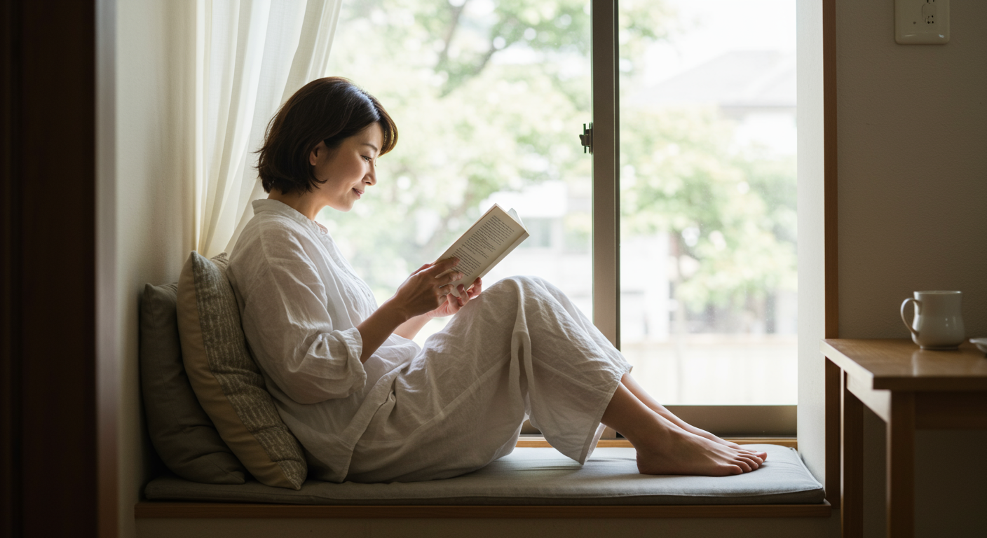 自分の時間を大切にする40代女性の様子
