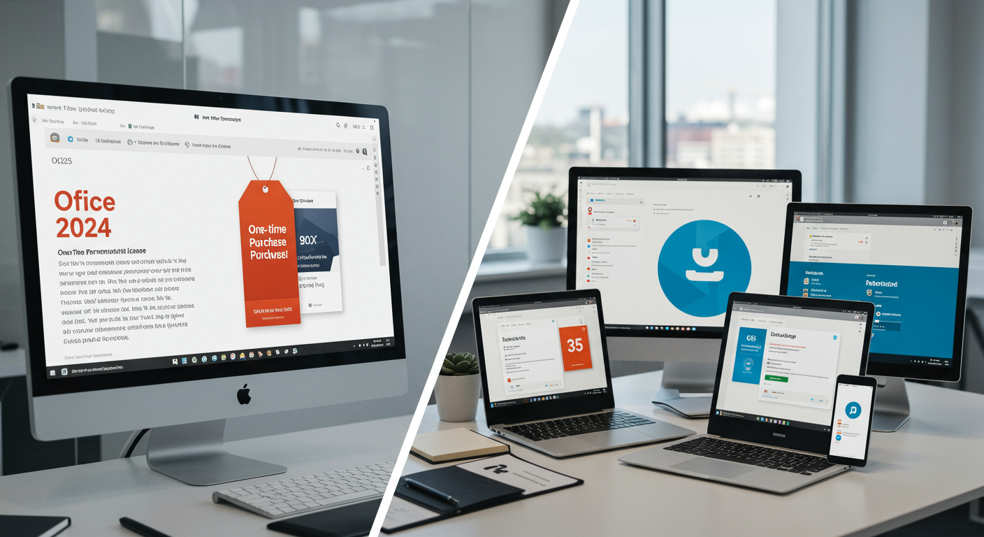 Office永続版とサブスクリプション版の比較イメージ