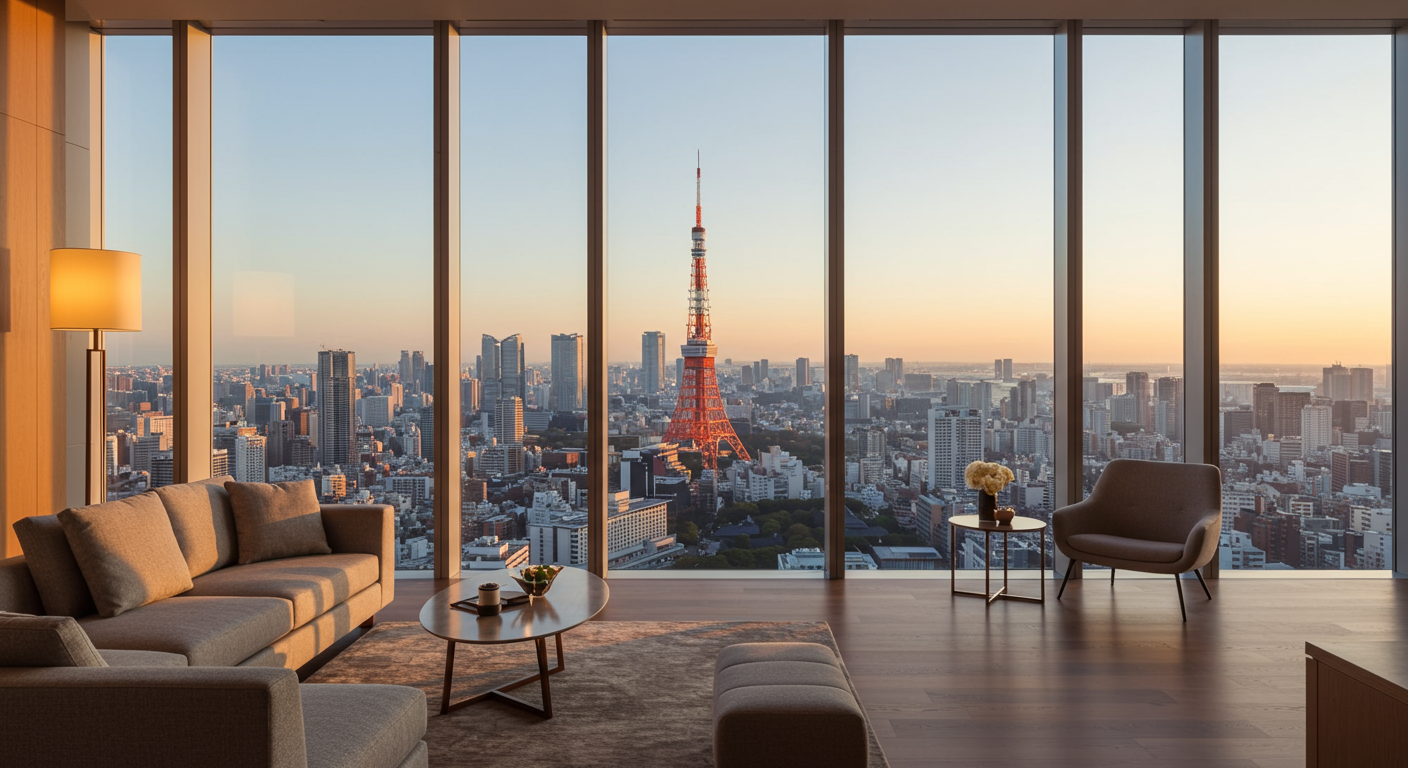 愛宕エリアのタワーマンションの室内からの眺望
