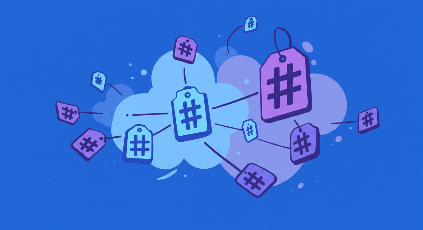 効果的なハッシュタグ戦略を表現したアニメイラスト