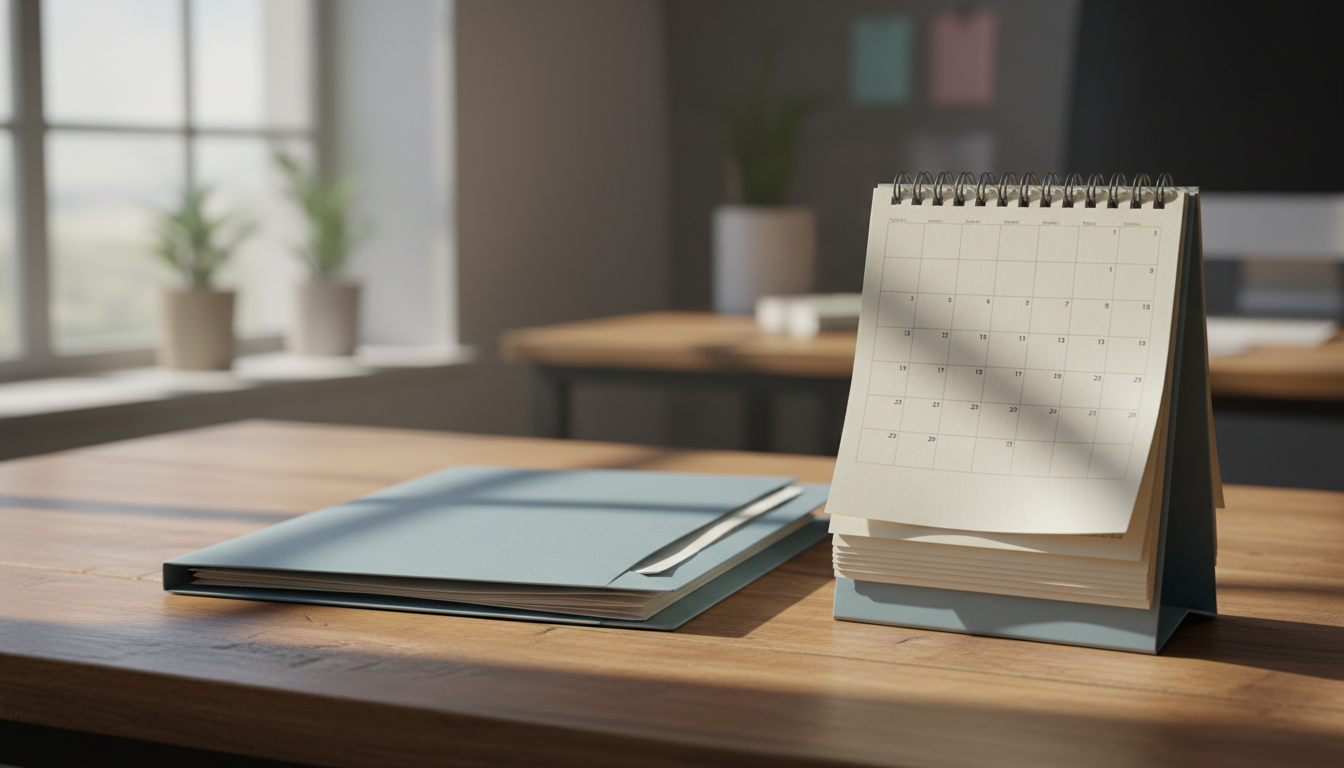 特殊車両通行許可証の有効期間と更新申請のタイミングを示すカレンダーイメージイラスト