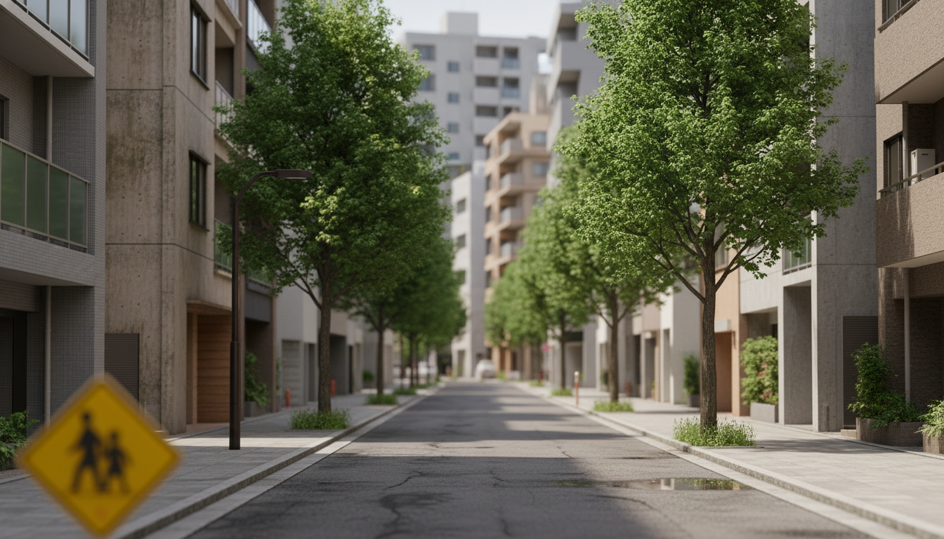 中央区明石町の街並みと教育施設