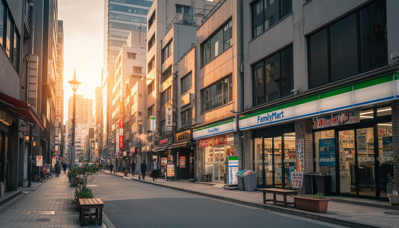東新橋周辺の商業施設と生活に便利な店舗が並ぶ街並み