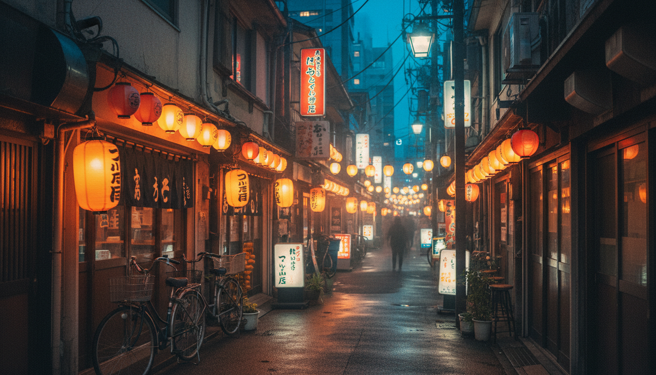 東新橋周辺のリーズナブルな飲食店街の夜景