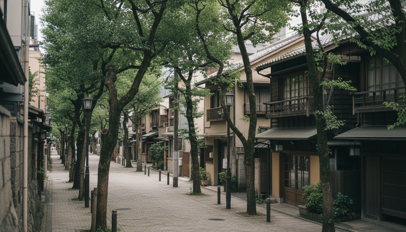 港区元赤坂の街並みと緑豊かな公園の風景
