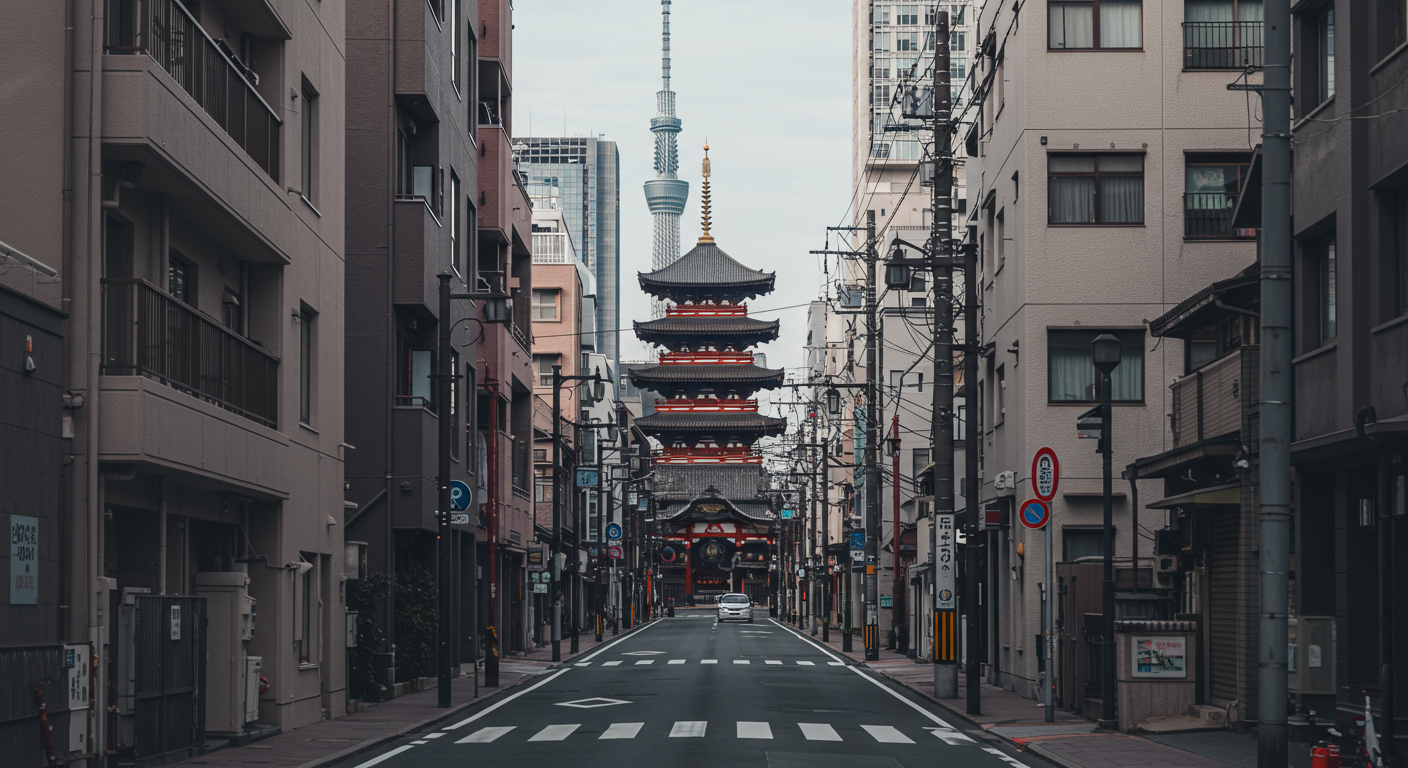 芝大門エリアの街並みと増上寺の風景