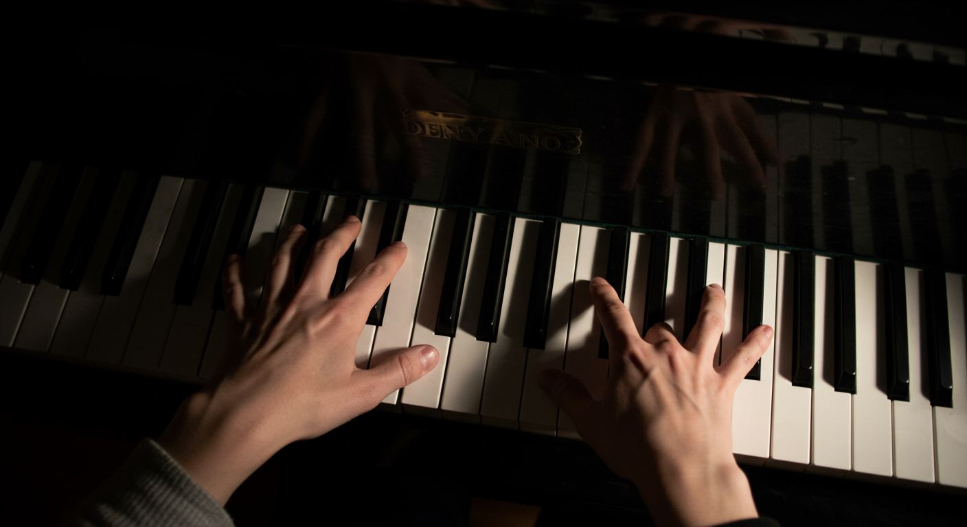 ピアノを創造的に演奏する様子