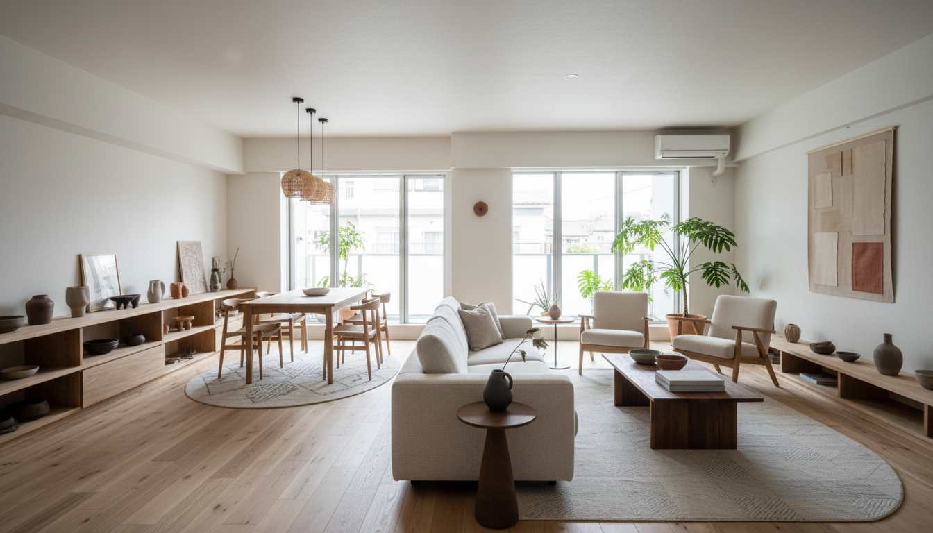 リノベーションされた賃貸物件の明るい室内空間