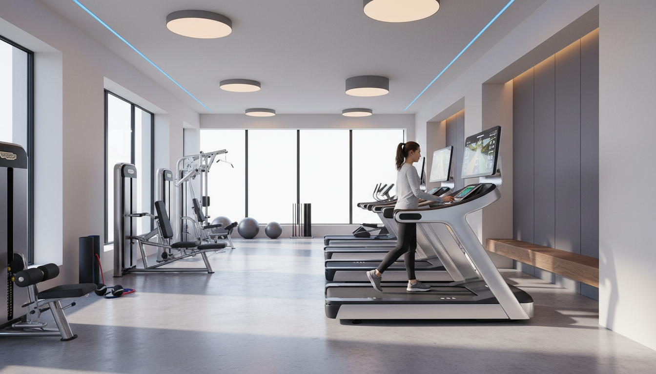 AIパーソナルトレーニングマシンを使用する女性