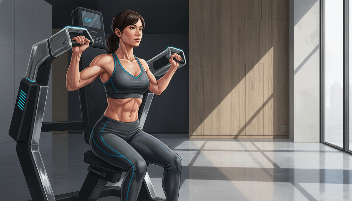 AIマシンで筋力トレーニングをする女性