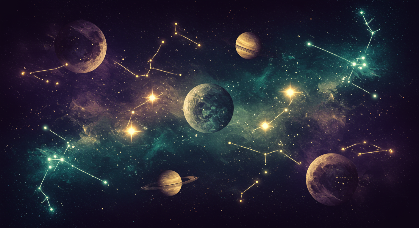 星座と惑星が織りなす神秘的なパターン