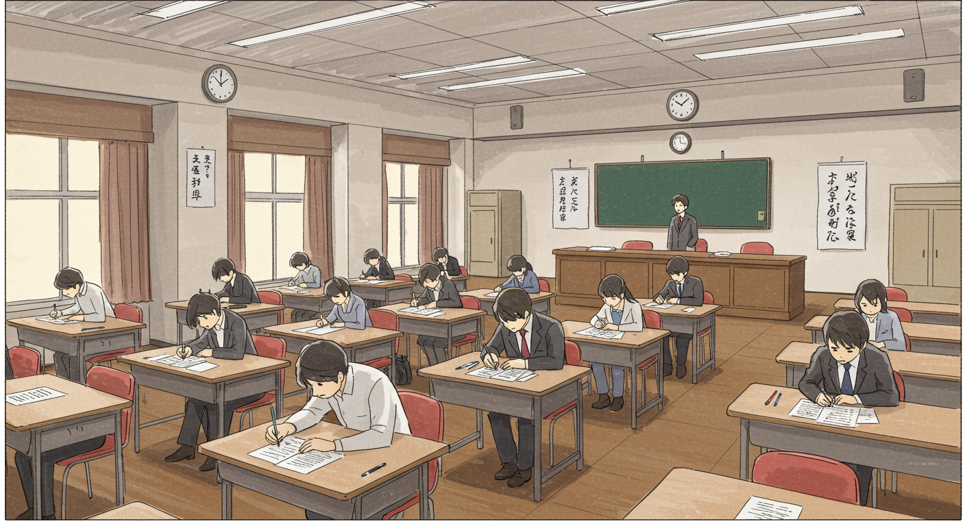 行政書士試験の試験会場の様子