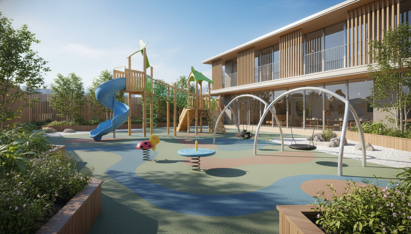 保育施設の園庭での遊び