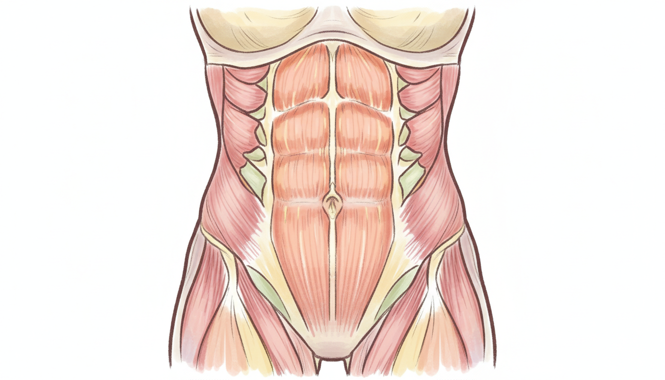 女性のお腹痩せに効果的な腹筋の構造図