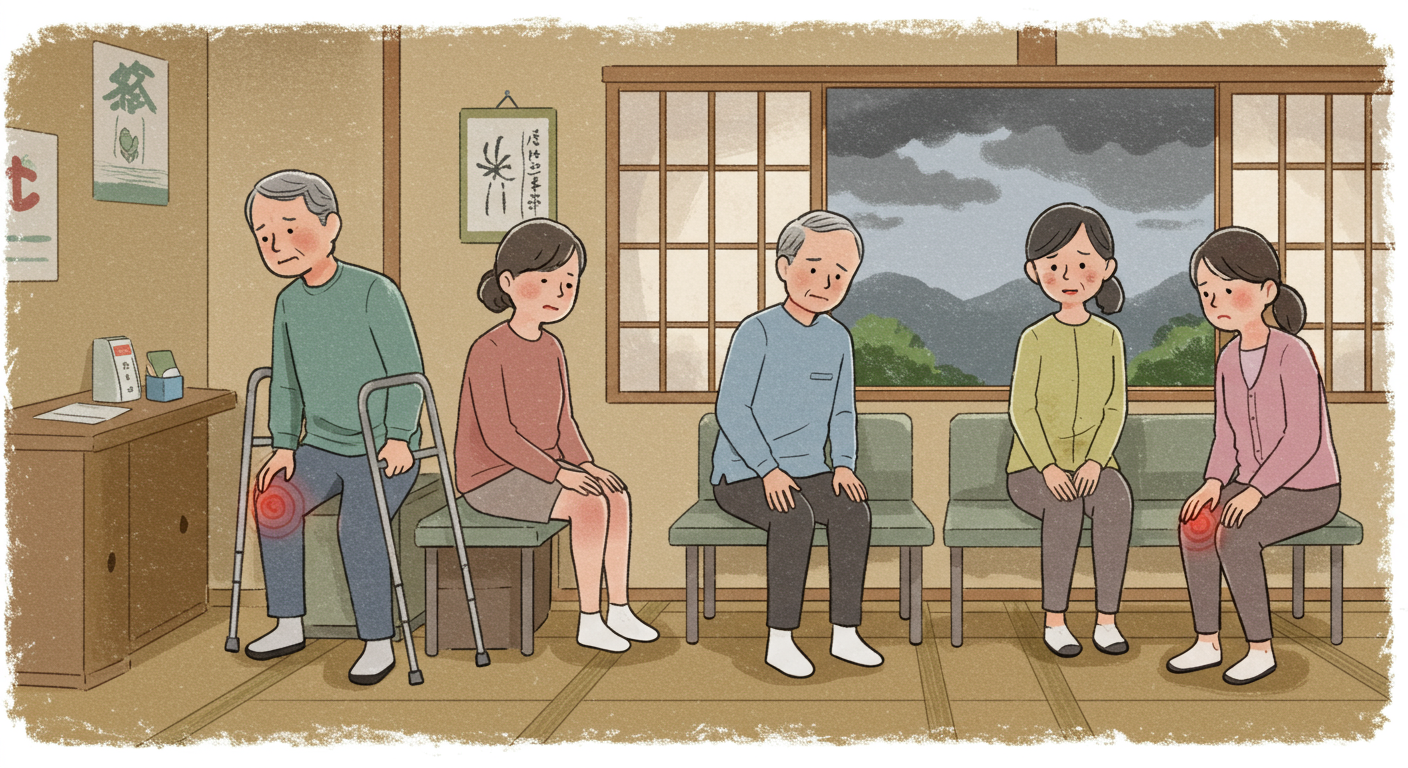 気圧変化に敏感な人々のイラスト