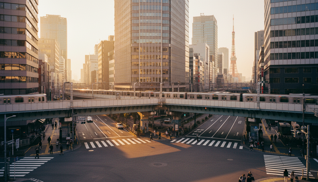 三田駅周辺の都市景観と交通アクセスの良さ