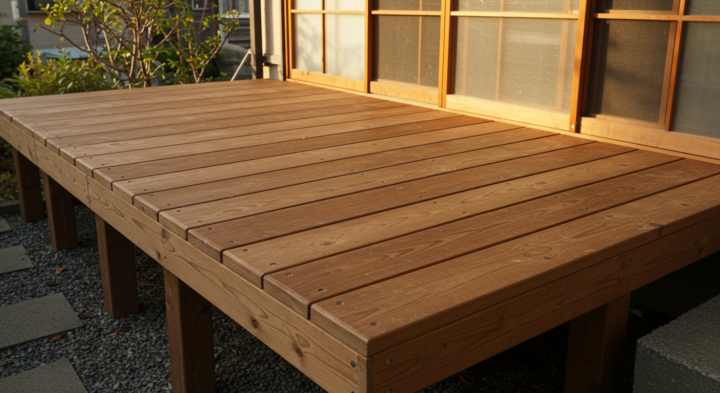 DIYで作られたウッドデッキ