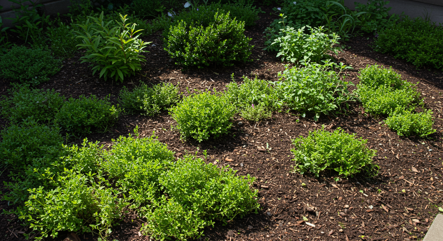DIYで作られた庭の植栽