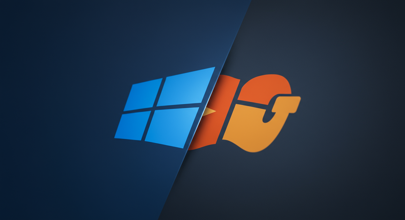 WindowsとLinuxのロゴが融合したイメージ