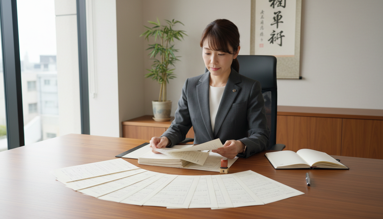 特殊車両通行許可申請書類と行政書士のイメージ