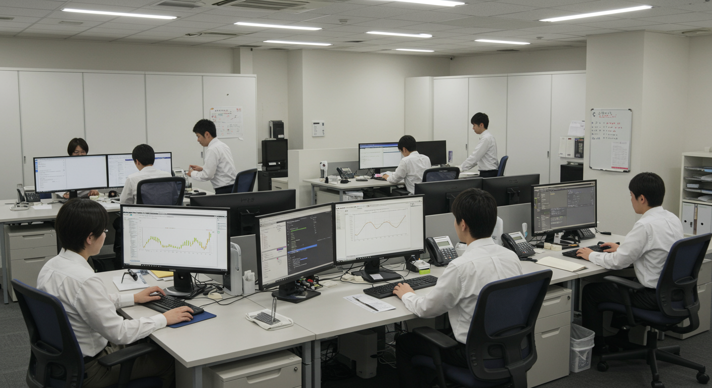 異なる部署の社員がOfficeを使用している様子
