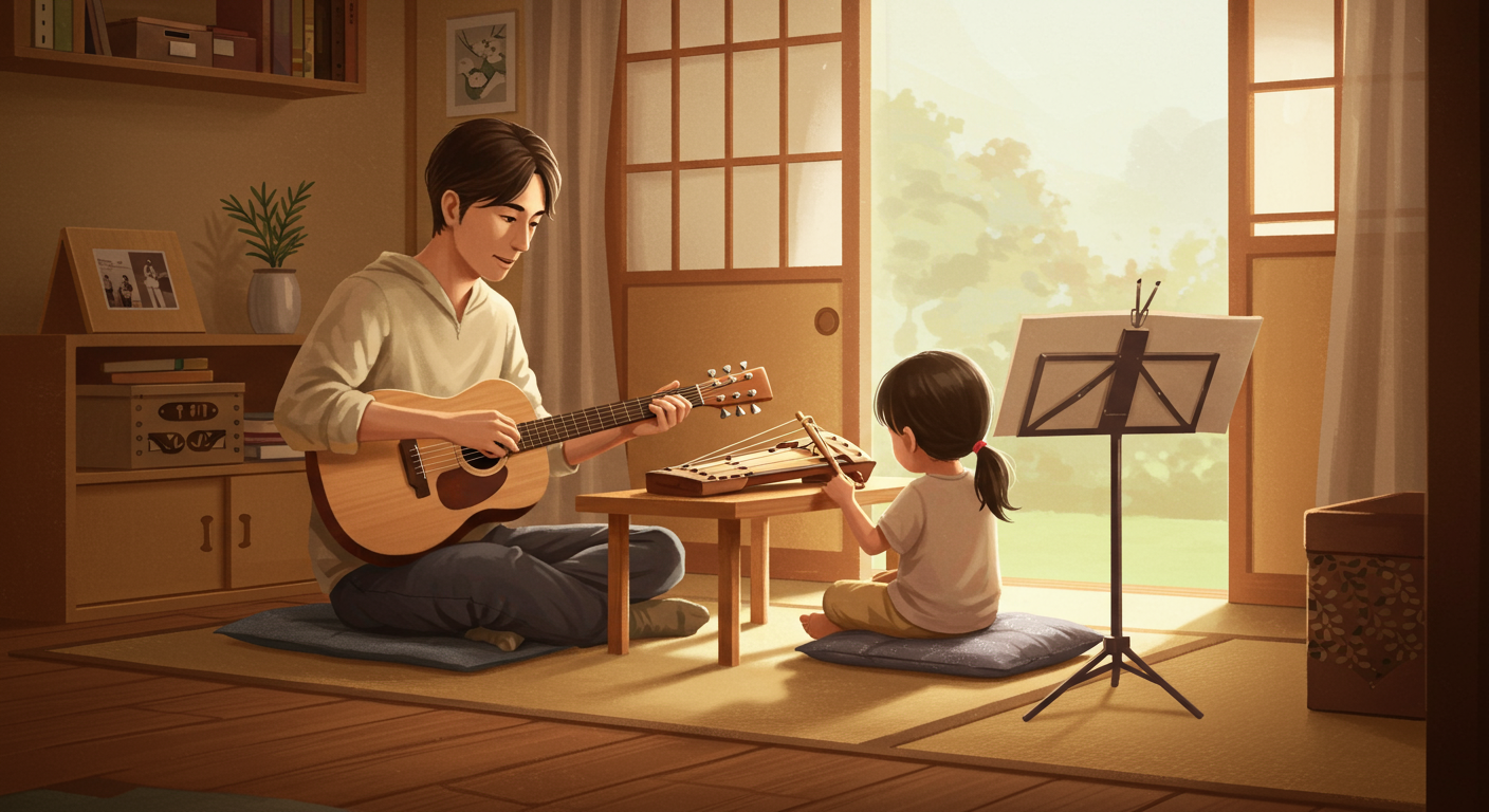 親子で音楽を楽しむ様子