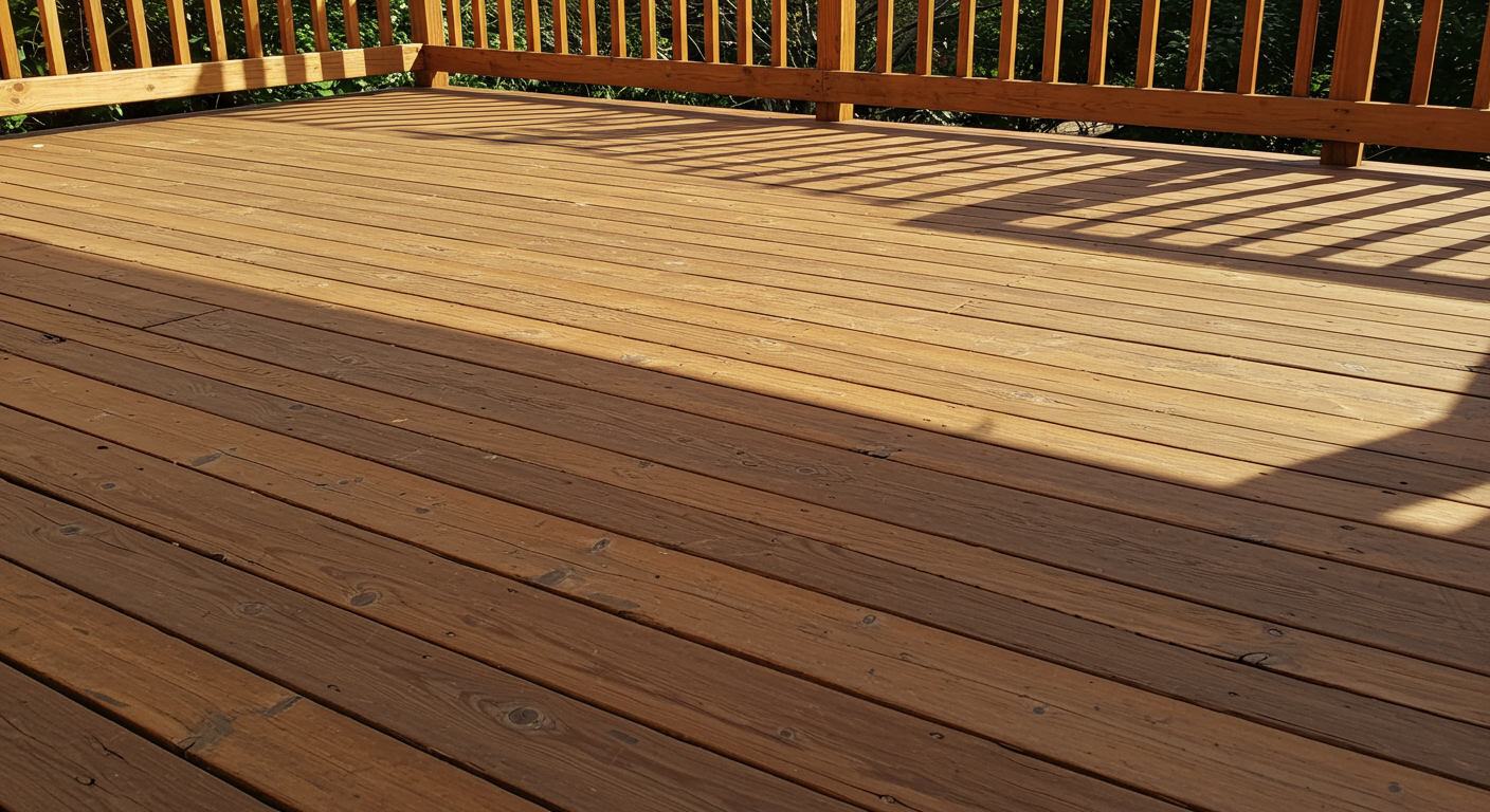 南向きウッドデッキの日当たりの様子